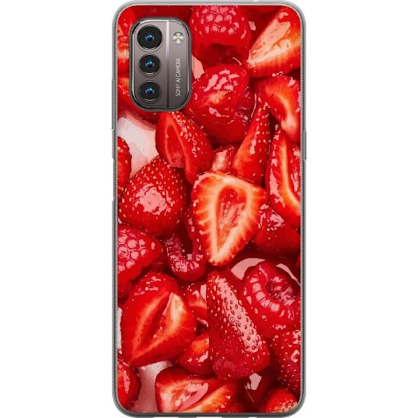 Nokia G21 Läpinäkyvä kuori Mansikkakuviointi - makea motiiv