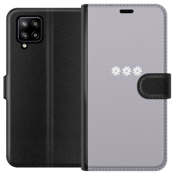 Samsung Galaxy A42 5G Plånboksfodral Lila Blomminimalism – stilrent blommotiv på lila bakgrund
