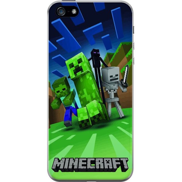 Apple iPhone 5 Läpinäkyvä kuori Minecraft Creeper mobilskal i klassisk grön pixelstil