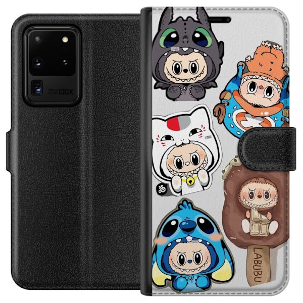 Samsung Galaxy S20 Ultra Lompakkokotelo Labubu hahmokokoelma - Pop Mart Labubu The Monsters väriluulisessa muotoilussa