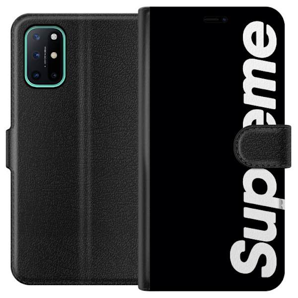 OnePlus 8T Tegnebogsetui Supreme Sort Hvid Streetwear Design Klassisk Modeikon Trend Urban Stil Grafiskt Motiv Populær