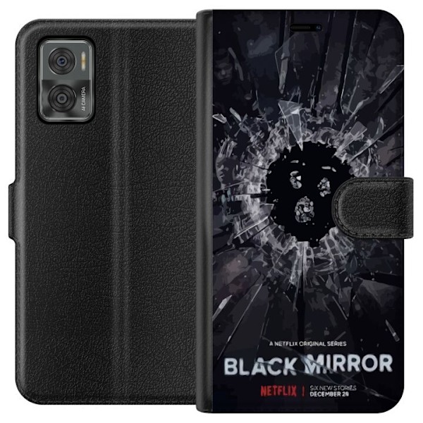 Motorola Moto E22i Lompakkokotelo Black Mirror Sci-Fi Netflix