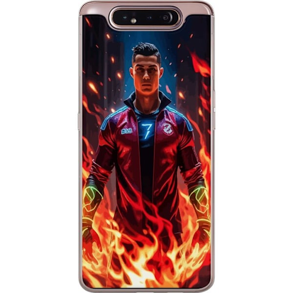 Samsung Galaxy A80 Gennemsigtig cover Ronaldo Inferno - fodboldhelt i flammer