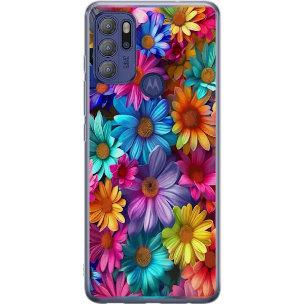 Motorola Moto G60S Genomskinligt Skal Gerbera Blommor Färgglad Dekor Blommotiv Populärt Heminredning Färg Rik Väggkonst Design