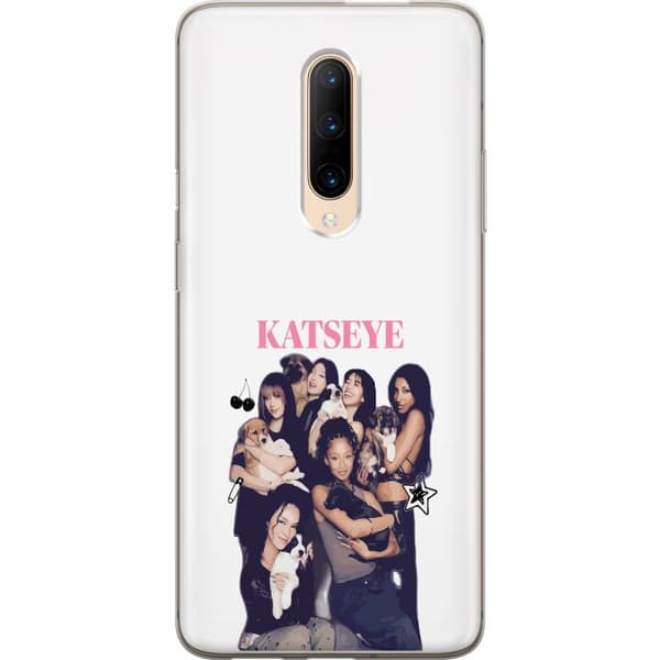 Kompatibelt Mobildeksel til OnePlus 7 Pro Collage med jentegruppe og søte hundevalper sammen med rosa tekst og dekorative symboler hvit