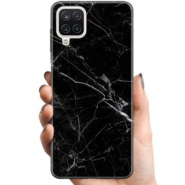 Samsung Galaxy A12 TPU Mobilskal black marble