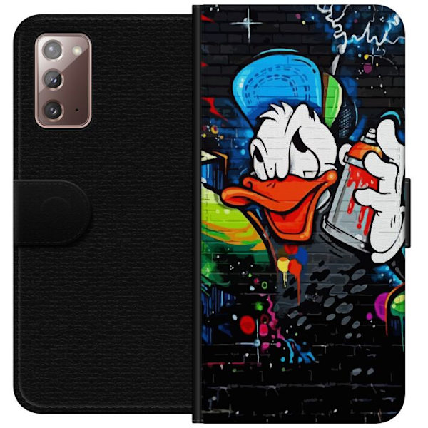 Samsung Galaxy Note20 Tegnebogsetui Kalle Anka Graffiti Disney Design Sjovt Børnemotiv Farve Grafisk Populær Serie Ikonisk Disneyfigur