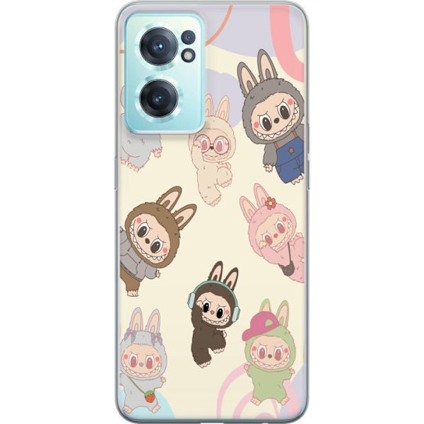 OnePlus Nord CE 2 5G Genomskinligt Skal Labubu Pop Mart Kollektion Motiv Figur Samling Design Populärt Art Toy Pop Mart Kreativ Grafiskt