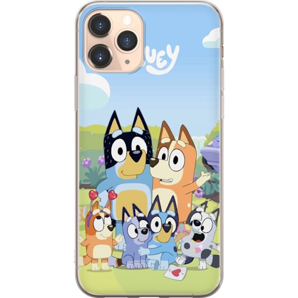 Apple iPhone 11 Pro Genomskinligt Skal Bluey mobilskal med hela familjen i färgglad design