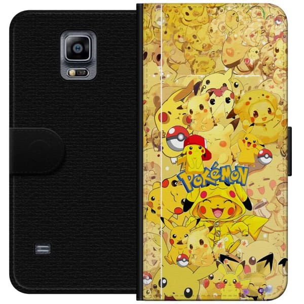 Kompatibel Tegnebogsetui til Samsung Galaxy Note 4 Sød Pikachu-collage med Pokémon-tema i bløde gule nuancer gul