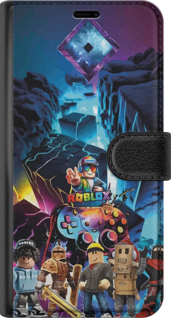 Kompatibel Tegnebogsetui til Google Pixel 9 Pro Spilfigurer med neonlys og controller - spilkollage i blå og lilla toner blå