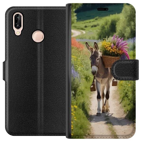 Huawei P20 lite Lompakkokotelo Aasi Eläinaihe Rauhallinen Suunnittelu Luontoaihe Suosittu Koristelu Huumori Graafinen Eläinteema Eksoottinen
