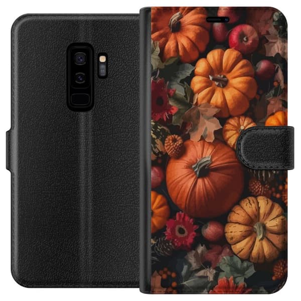 Kompatibelt Lommeboketui til Samsung Galaxy S9+ Gresskarhøst høst plakat høst halloween gresskar epler blomster høstsesong rustikk dekor design