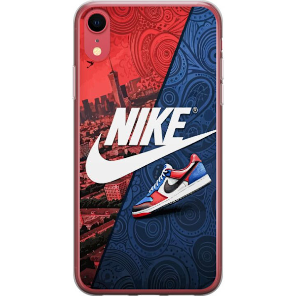 Apple iPhone XR Genomskinligt Skal Nike Logotyp Röd Blå Sneaker Stil Sport Fashion Populärt Swoosh Motiv Träningskläder Grafisk Ikon