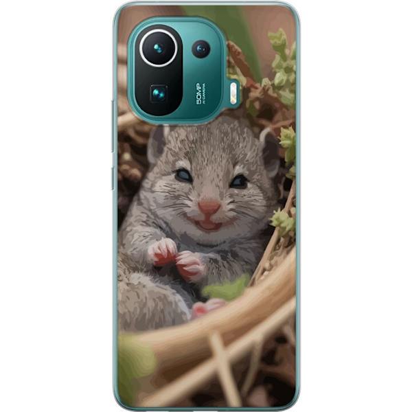 Xiaomi Mi 11 Pro Läpinäkyvä kuori Rotta Hymyilevä Eläinaihe Kaupunkikuva Urban Graafinen Suunnittelu Suosittu Hauska Motiivi Taide Tyyli