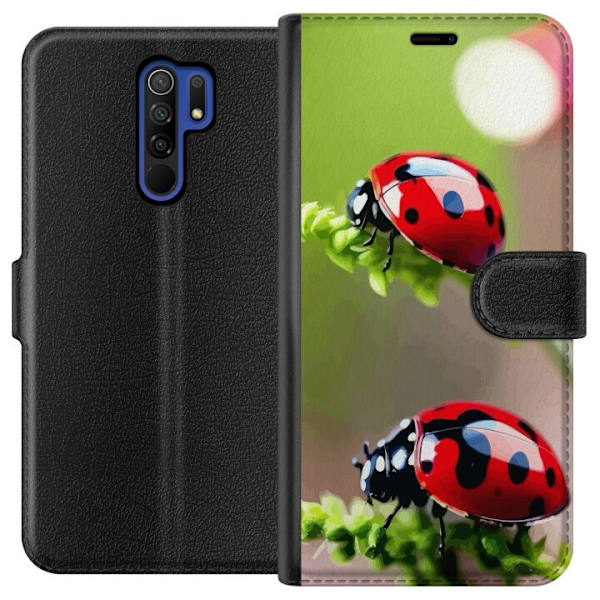 Xiaomi Redmi 9 Lompakkokotelo Leppäkerttu Hyönteinen Onni Symboli Luontoaihe Suosittu Graafinen Motiivi Koristelu Kesäkiertue