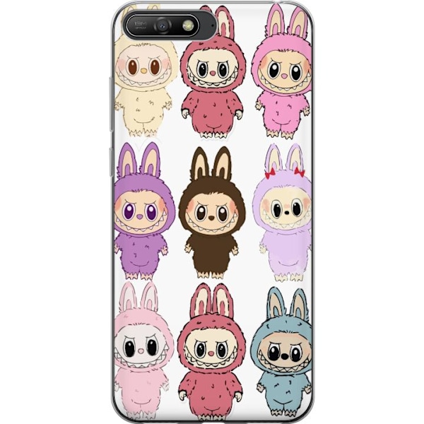 Huawei Y6 (2018) Genomskinligt Skal Labubu Pink Monster – Popkonst med Kawaii-touch