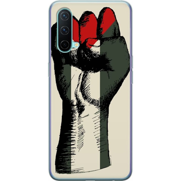 OnePlus Nord CE 5G Genomskinligt Skal Hand knuten i Palestinas färger – kraftfull symbol för frihetsrörelsen