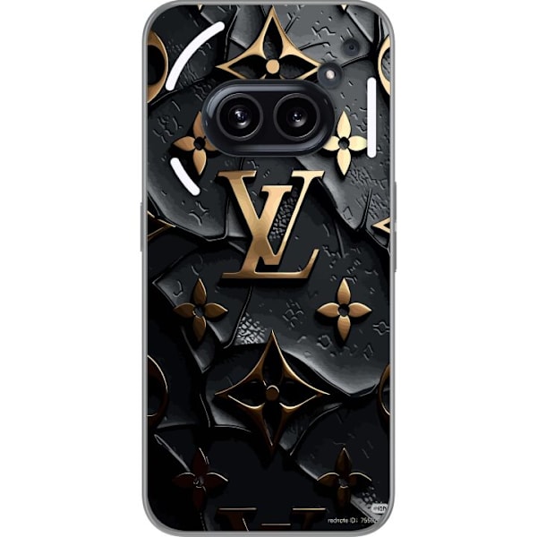 Nothing Phone (2a) Läpinäkyvä kuori Louis Vuitton Tumma tila Suunnittelu Musta Ylellisyys Tyyli Muoti Suosittu Graafinen Kuvio Muotisymboli Luksusb