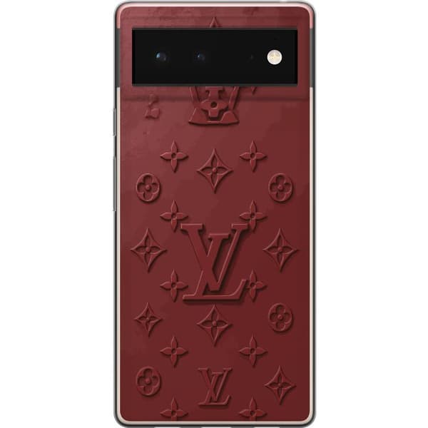 Kompatibelt Mobildeksel til Google Pixel 6 Luksuriøst Louis Vuitton-inspirert monogram i mørkerøde toner rød