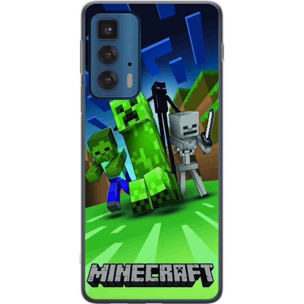 Motorola Edge 20 Pro Genomskinligt Skal Minecraft Creeper mobilskal i klassisk grön pixelstil
