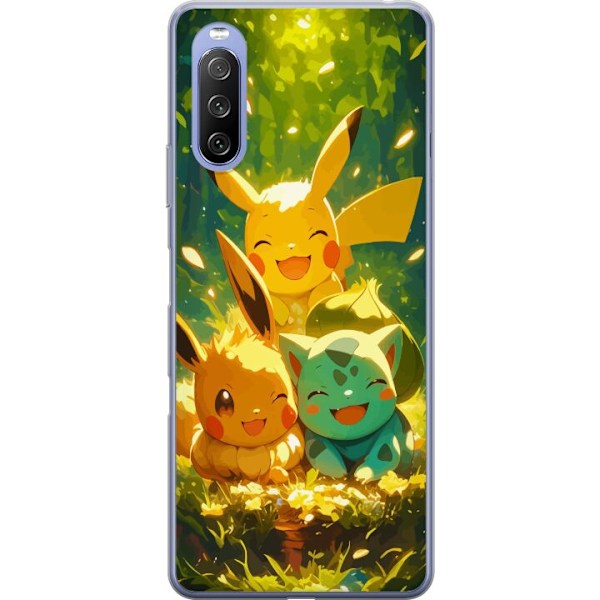 Sony Xperia 10 III Lite Genomskinligt Skal Pixelmonster spelstil – färgstark design för retroälskande gamers
