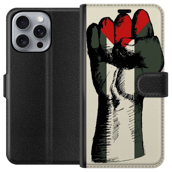 Apple iPhone 16 Pro Max Tegnebogsetui Hånd bundet i Palæstinas farver - kraftfuldt symbol for frihedsbevægelsen