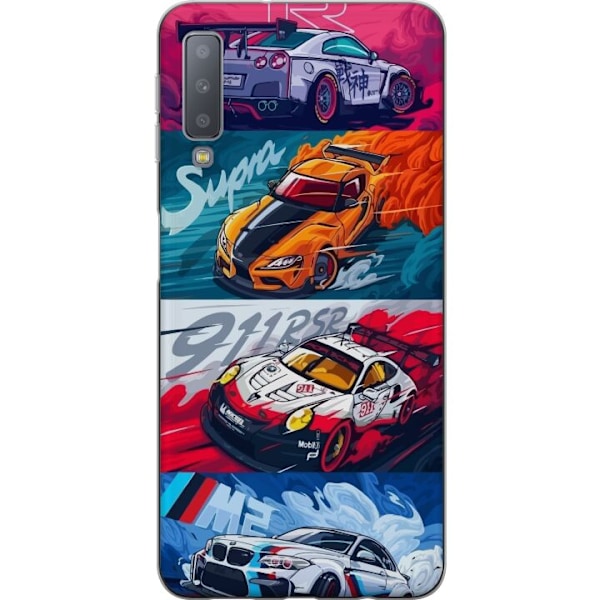 Samsung Galaxy A7 (2018) Läpinäkyvä kuori Nopeat Autot - Pi