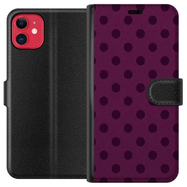Kompatibel Tegnebogsetui til Apple iPhone 11 Blomme Popprikker lilla