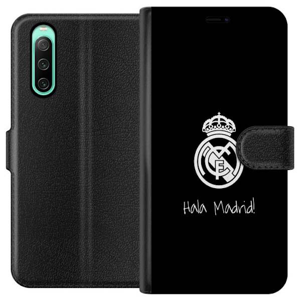 Sony Xperia 10 IV Lompakkokotelo Real Madrid Emblem Jalkapallo Ylpeys Valkoinen Kulta Seuramerkki Mestarit La Liga Fanit Ikoninen Urheilu