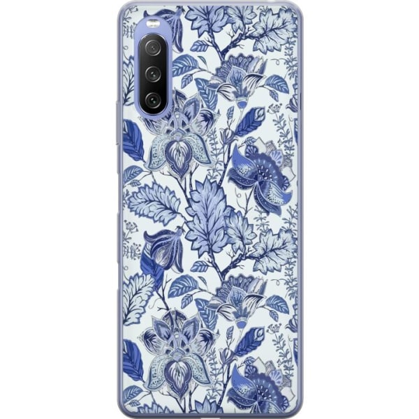 Sony Xperia 10 III Lite Gennemsigtig cover Blomster Blå...