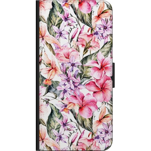 Kompatibel Tegnebogsetui til Huawei nova 8 Pro Lyserøde pastelblomster pink