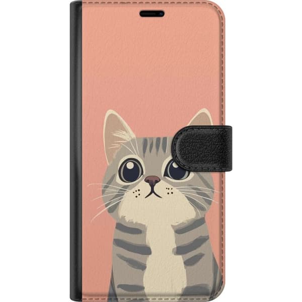 Kompatibelt Lommeboketui til Apple iPhone 11 Pro Söt grå katt mot rosa bakgrund rosa