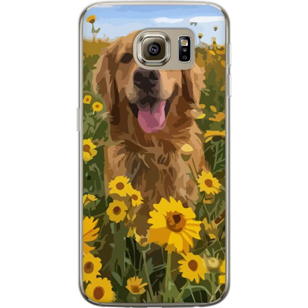 Samsung Galaxy S6 Gennemsigtig cover Golden Retriever Solrosmark Hundemotiv Natur Sommer Design Populær Hunderace Familiefavorit
