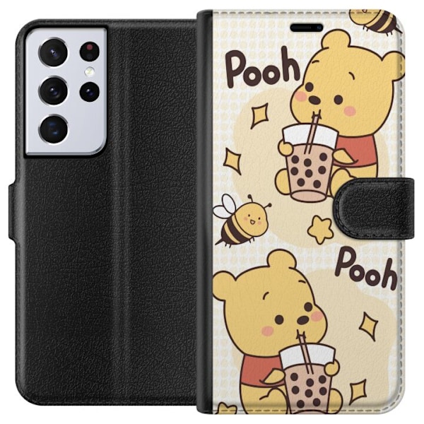 Samsung Galaxy S21 Ultra 5G Plånboksfodral Nalle Pooh Style – klassiskt björnmotiv i ny tolkning