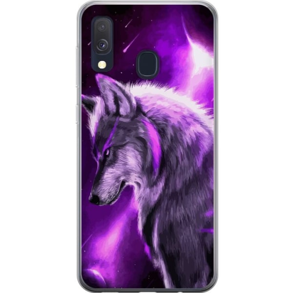 Samsung Galaxy A40 Läpinäkyvä kuori Punainen Susi