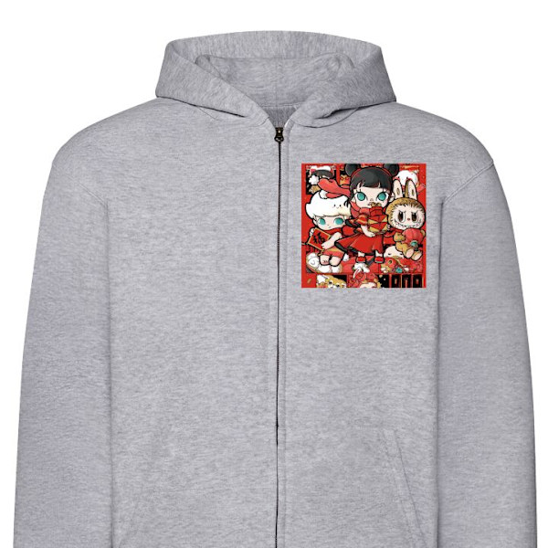 Zip-Hoodie | Hættetrøje med Lynlås til Voksne Pop Mart buff grå S