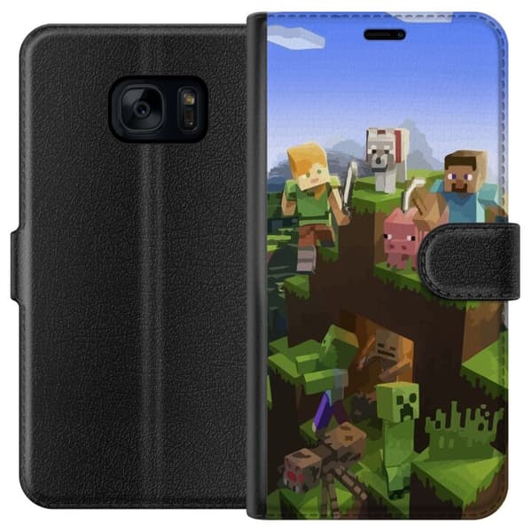 Kompatibelt Plånboksfodral till Samsung Galaxy S7 MineCraft