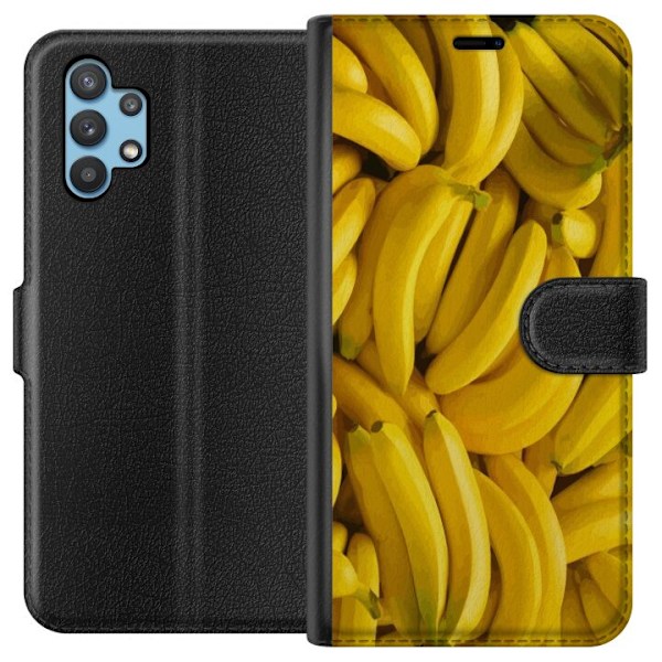 Samsung Galaxy A32 5G Plånboksfodral Banana Pattern – lekfullt mönster med gula bananer