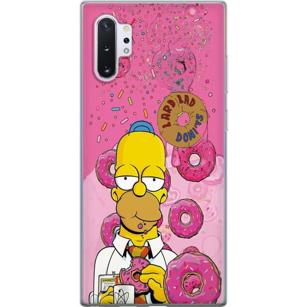 Kompatibel Mobilcover til Samsung Galaxy Note10+ Homer Simpson spiser lyserøde donuts mod en farverig baggrund pink