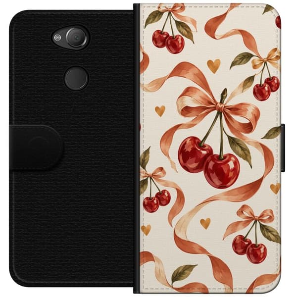 Kompatibel Tegnebogsetui til Sony Xperia XA2 Efterårskirsebær beige