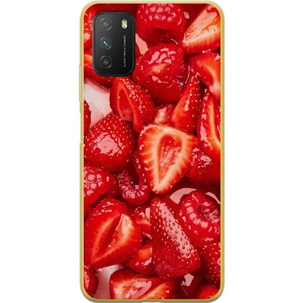 Xiaomi Poco M3  Genomskinligt Skal Jordgubbsmönster – sött motiv med sommarkänsla