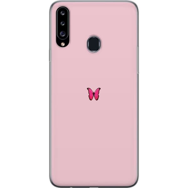 Kompatibelt Mobildeksel til Samsung Galaxy A20s Rosa sommerfugl