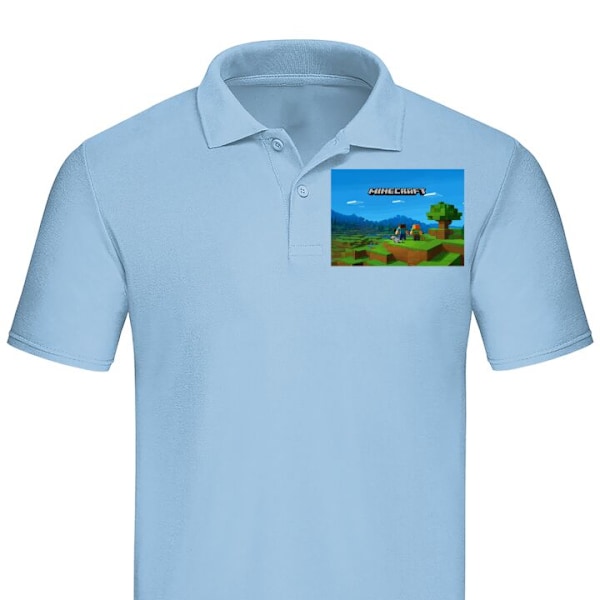Piké för Vuxen | Elegant Pikétröja Minecraft Key Art Ljusblå Large