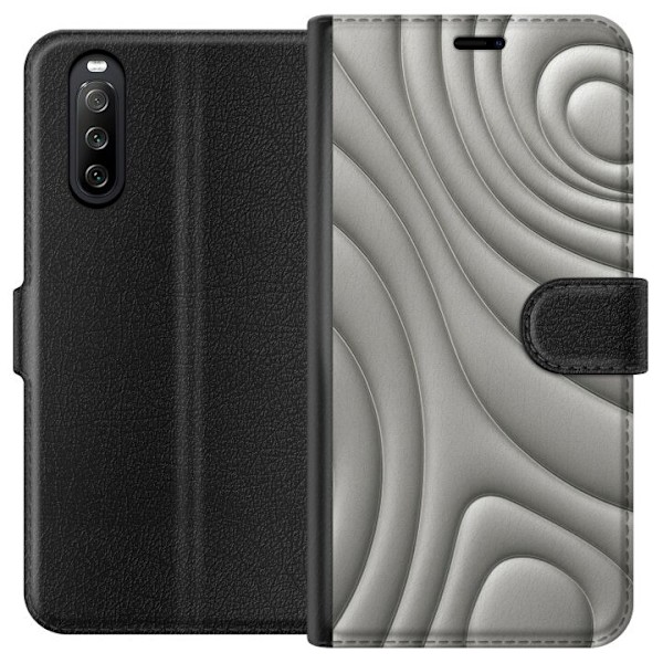 Sony Xperia 10 III Lompakkokotelo Hopea-aallot