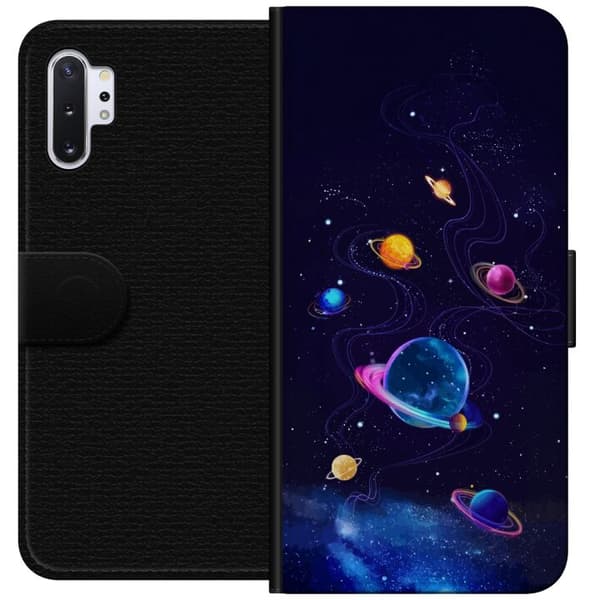 Kompatibel Tegnebogsetui til Samsung Galaxy Note10+ Farlige planeter og stjerner i et animeret rumlandskab blå