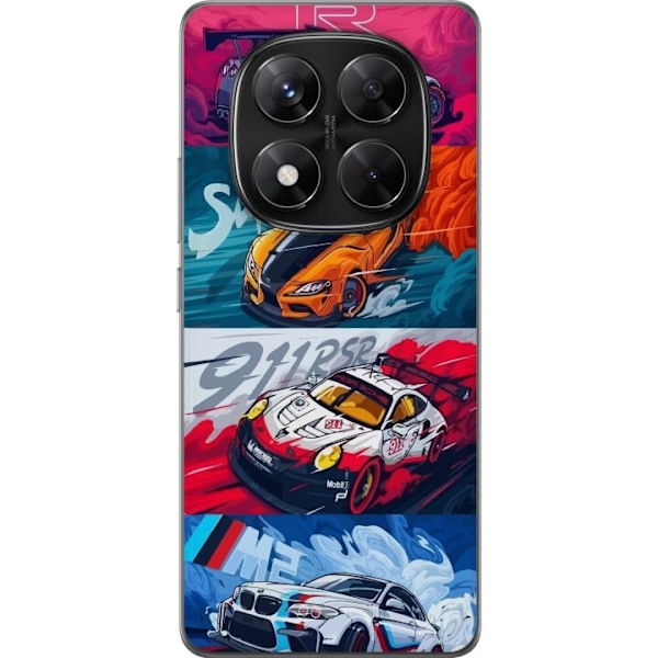 Xiaomi Redmi Note 14 Pro Läpinäkyvä kuori Nopeat Autot - Piirretty Kuvio Toiminnalla