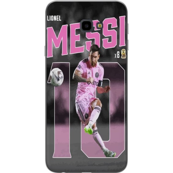 Samsung Galaxy J4+ Genomskinligt Skal Lionel Messi - Rosa