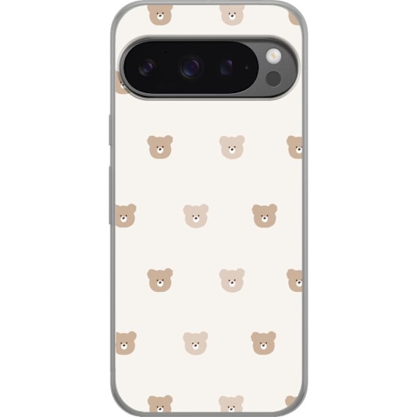 Google Pixel 9 Pro XL Läpinäkyvä kuori Teddy-tausta - söp