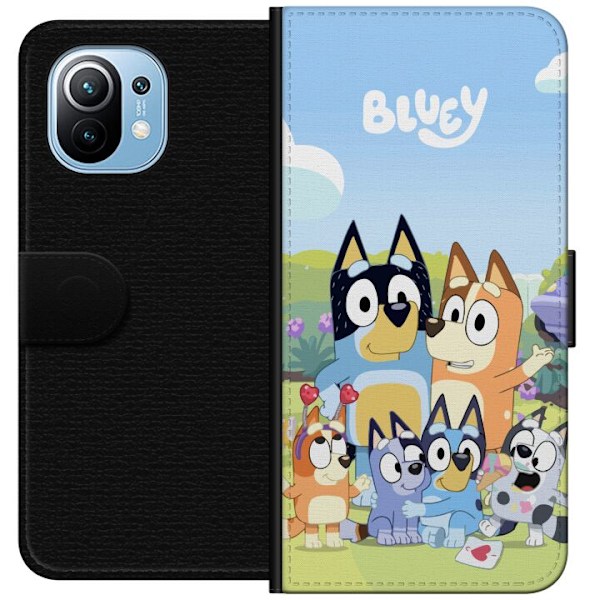 Xiaomi Mi 11 Plånboksfodral Bluey mobilskal med hela familjen i färgglad design